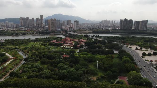 福建泉州晋江风光带航拍