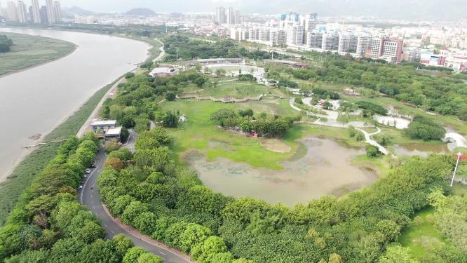 福建泉州晋江风光带航拍