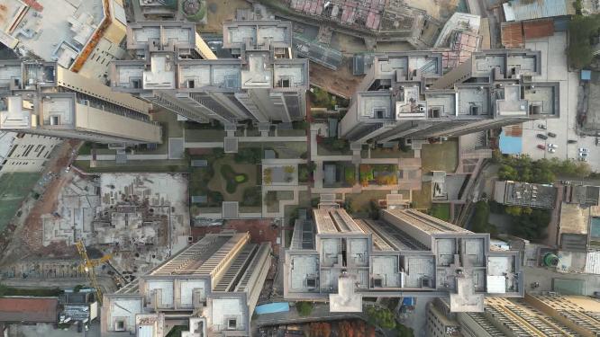 俯拍城市高楼住宅小区