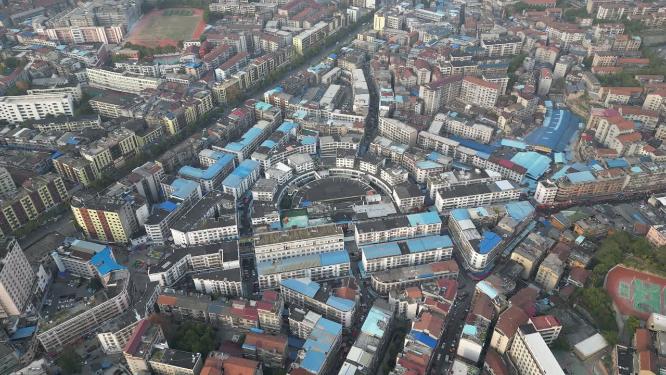 城市老城区住宅小区俯拍