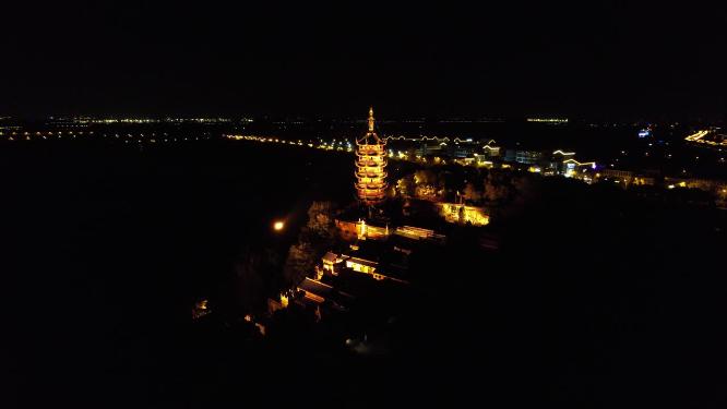 江苏镇江城市夜景交通航拍