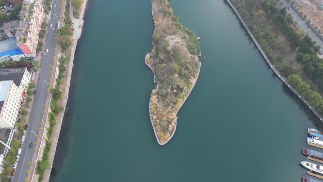 河中唯美岛屿航拍