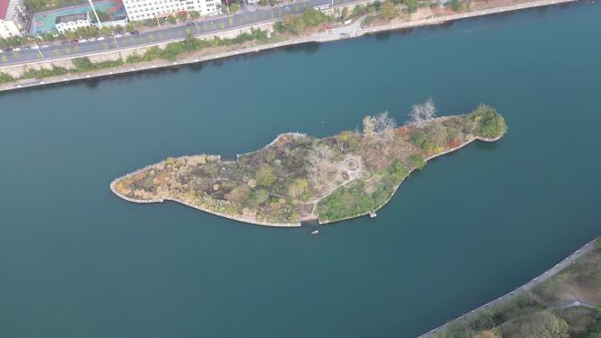 河中唯美岛屿航拍