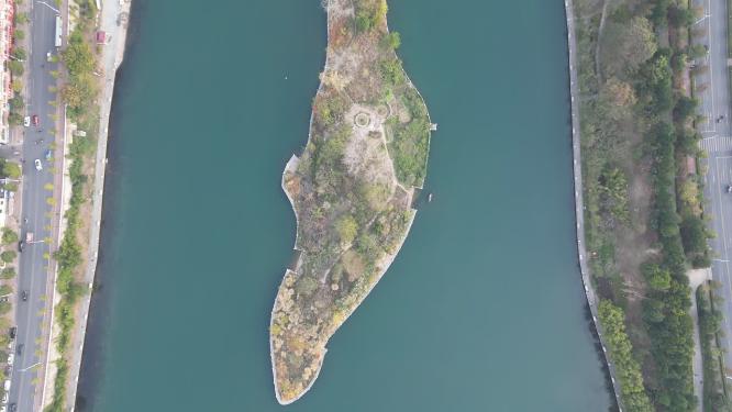 河中唯美岛屿航拍