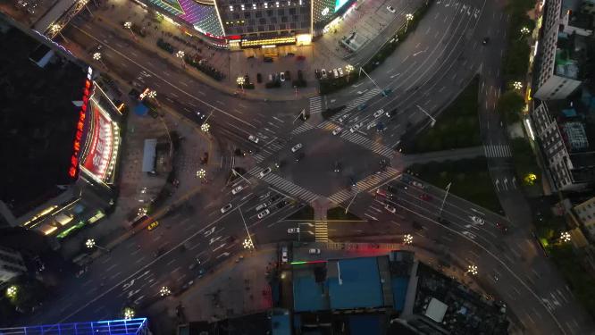 湖南怀化城市夜景交通航拍