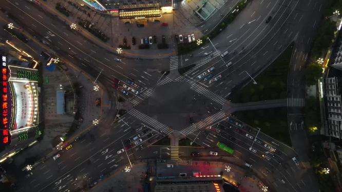 湖南怀化城市夜景交通航拍