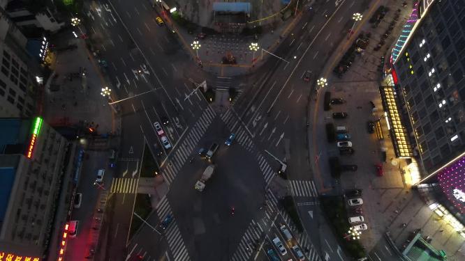 湖南怀化城市夜景交通航拍
