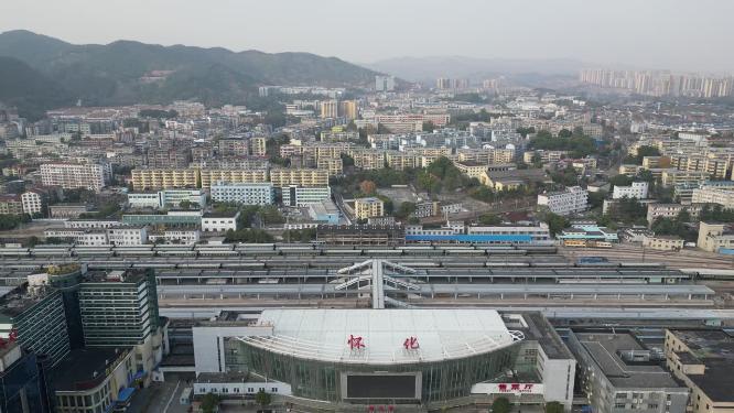 湖南怀化火车站航拍