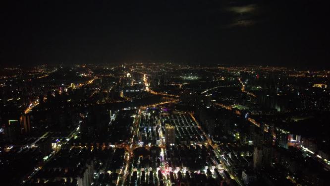 湖南长沙城市夜景夜幕降临航拍