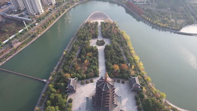 湖南怀化太平溪鹤鸣洲听溪阁航拍