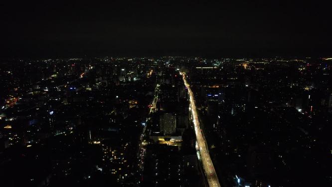俯瞰杭州城市夜景灯光