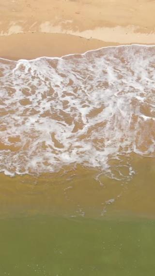 大海海浪沙滩自然风景航拍