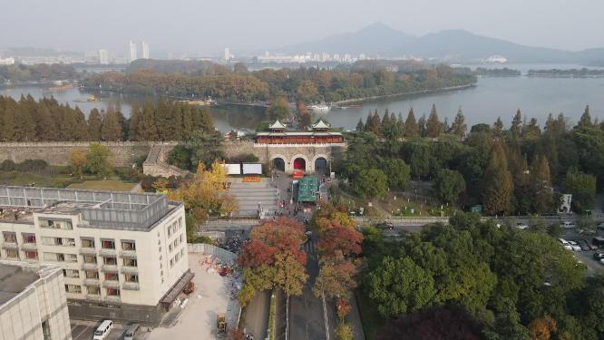 航拍南京玄武湖4A景区