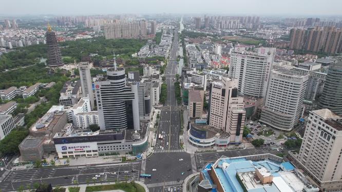 江苏常州城市交通航拍