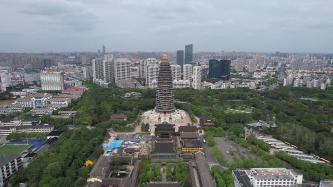 江苏常州天宁寺古建筑航拍