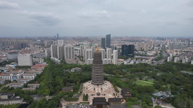 江苏常州天宁寺古建筑航拍