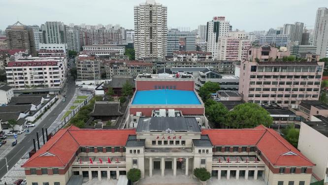 江苏常州工人文化宫大教堂航拍