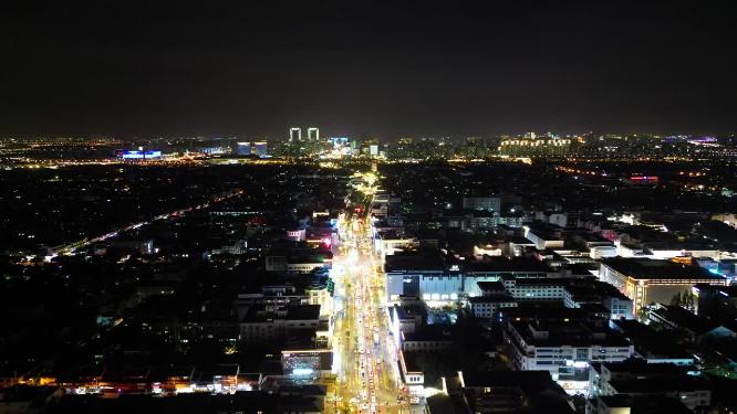 江苏苏州城市夜景交通航拍