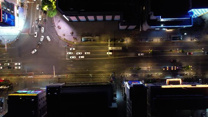 江苏苏州城市夜景交通航拍