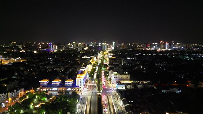 江苏苏州城市夜景交通航拍