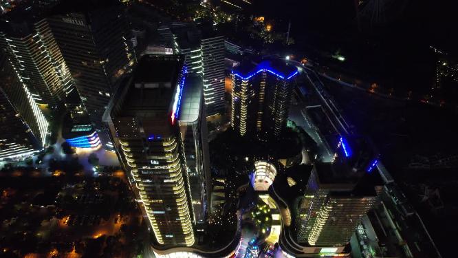 江苏苏州城市夜景灯光航拍
