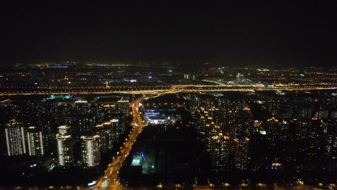 江苏苏州城市夜景灯光航拍