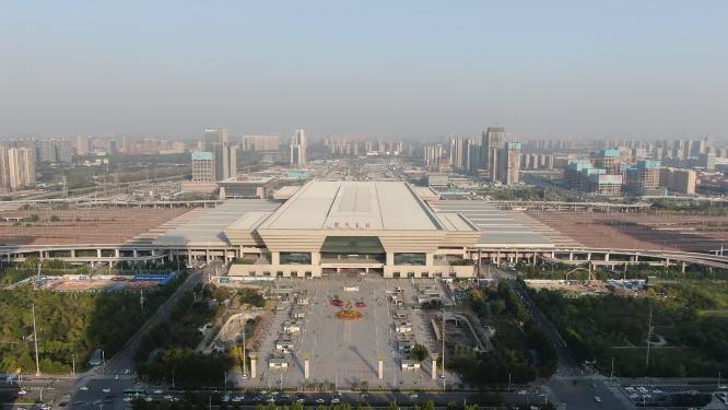 河南郑州东站火车高铁站航拍