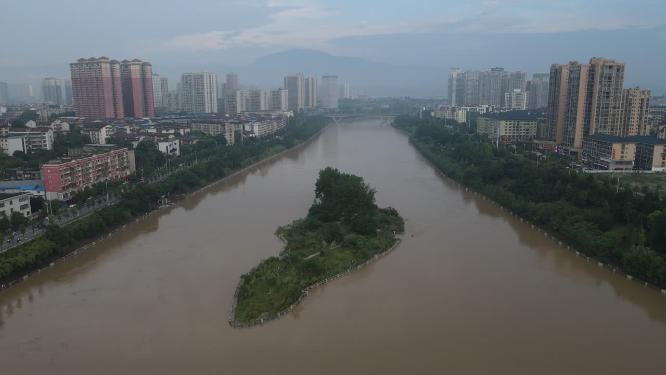 河流洪闹灾害洪水航拍