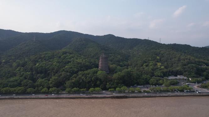 浙江杭州六合塔地标建筑航拍
