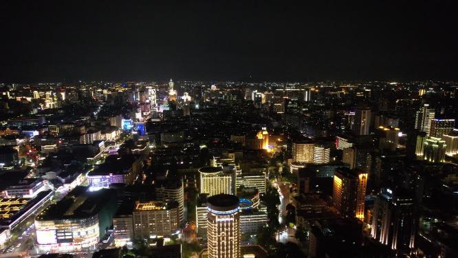 浙江杭州城市夜景航拍