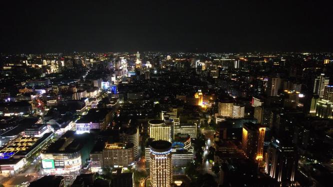 浙江杭州城市夜景航拍