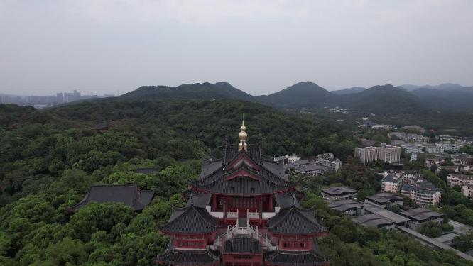 浙江杭州西湖城隍阁航拍