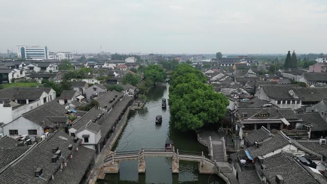 浙江西塘古镇5A景区航拍
