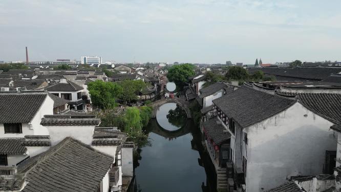 浙江西塘古镇5A景区航拍