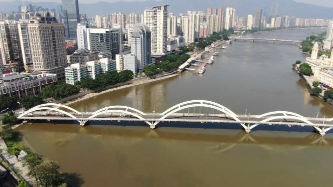 福建福州闽江两岸风光航拍