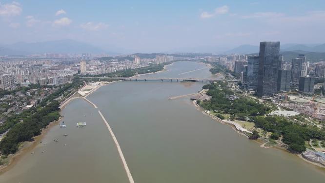 福建福州闽江两岸风光航拍