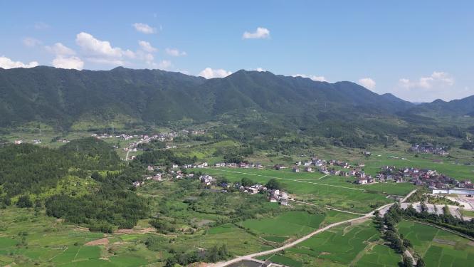 绿色农田美丽乡村航拍