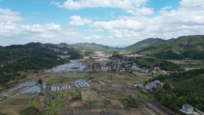 美丽乡村田园农业种植航拍秋收