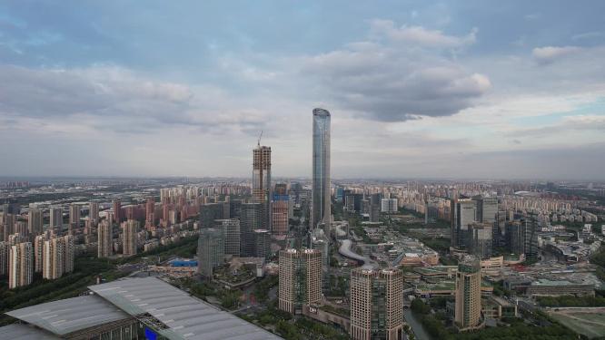 苏州城市风光国金中心航拍