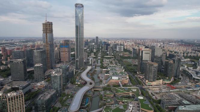 苏州城市风光国金中心航拍