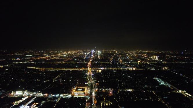 高空俯瞰苏州城市夜景灯光交通