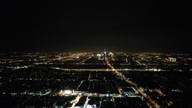 高空俯瞰苏州城市夜景灯光交通