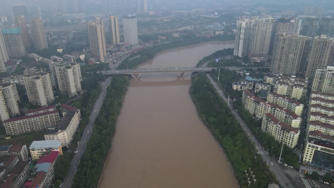 河流洪闹灾害洪水航拍