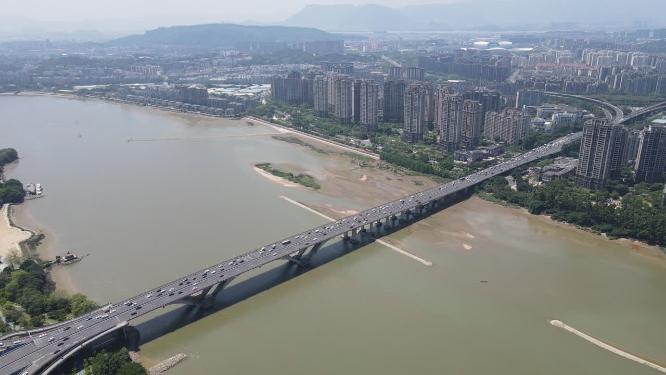 城市跨河大桥桥梁交通航拍