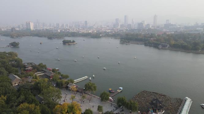 山东济南大明湖5A景区航拍