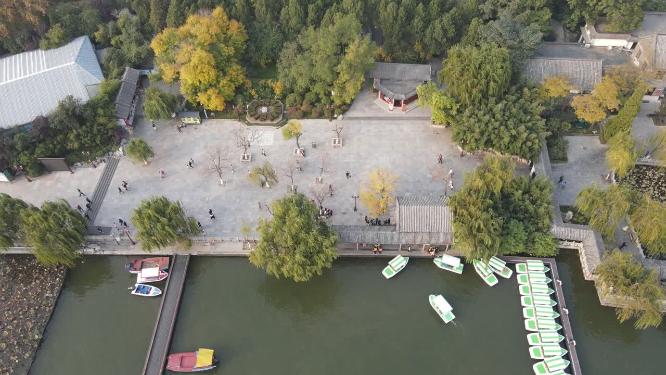 山东济南大明湖5A景区航拍