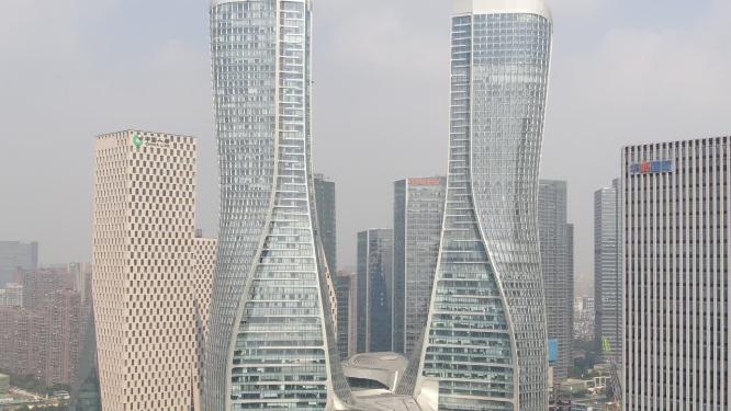 浙江杭州来福士双塔航拍
