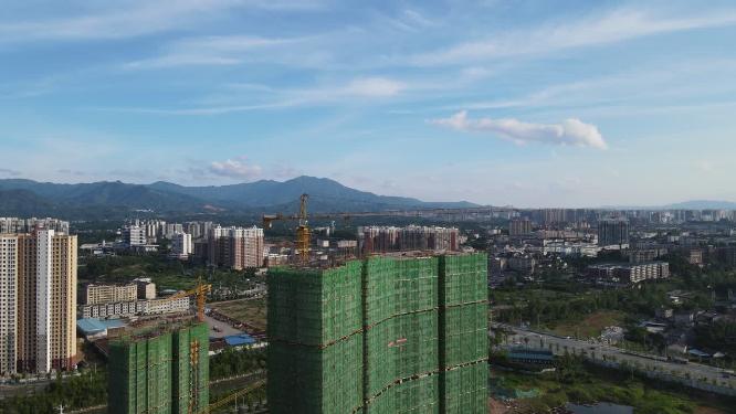 湖南怀化城市高楼建筑航拍