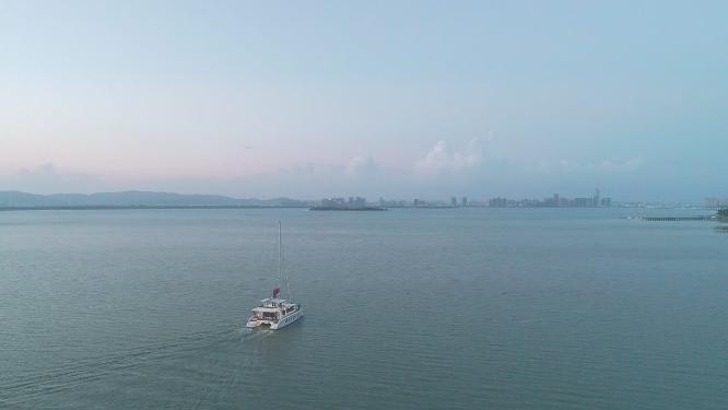 4k航拍苏州CBD城市天际线 吴江太湖湾
