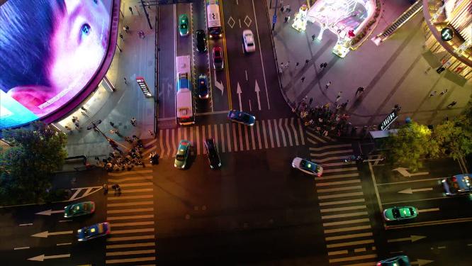 杭州西湖平海路步行街车流人流夜景延时